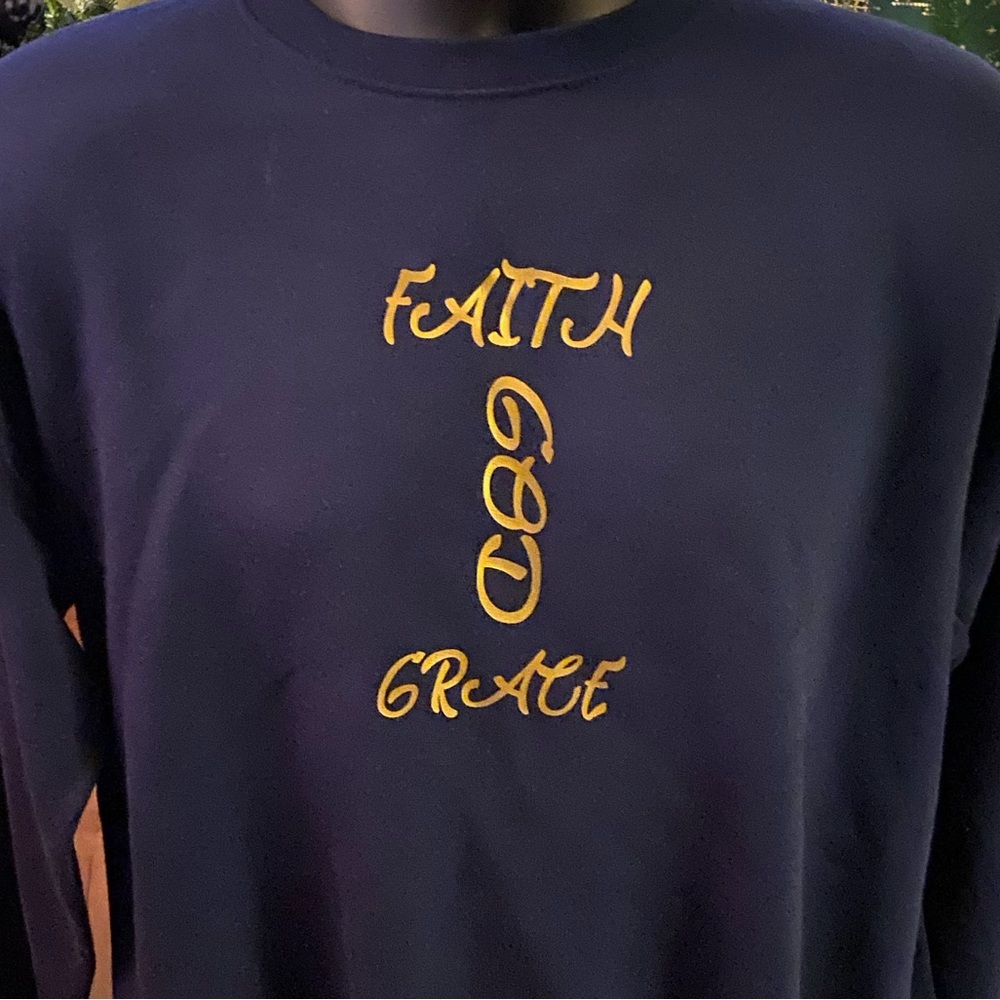 Adult Fruit of the Loom Navy Blue “Faith” Sweatshirt!!!